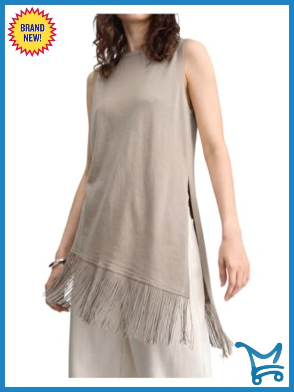 Fringe Tank Top Sleeveless Asymmetrical Dressy Party Concert Top